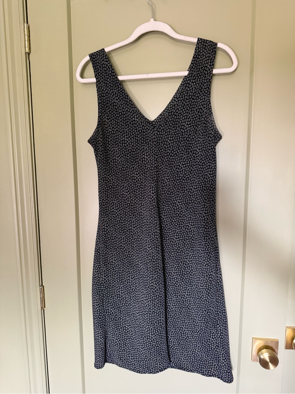 Vintage Women's Black Micro-Print V-Neck Slip Dress